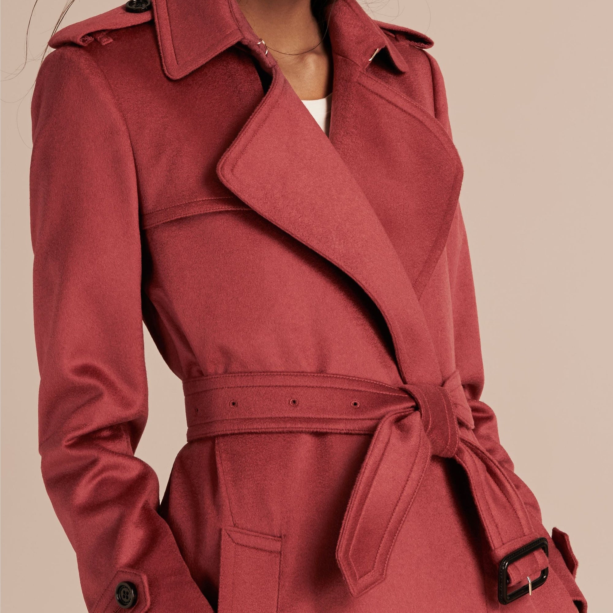 Trench-coat portefeuille en cachemire - Dusty Peony Rose