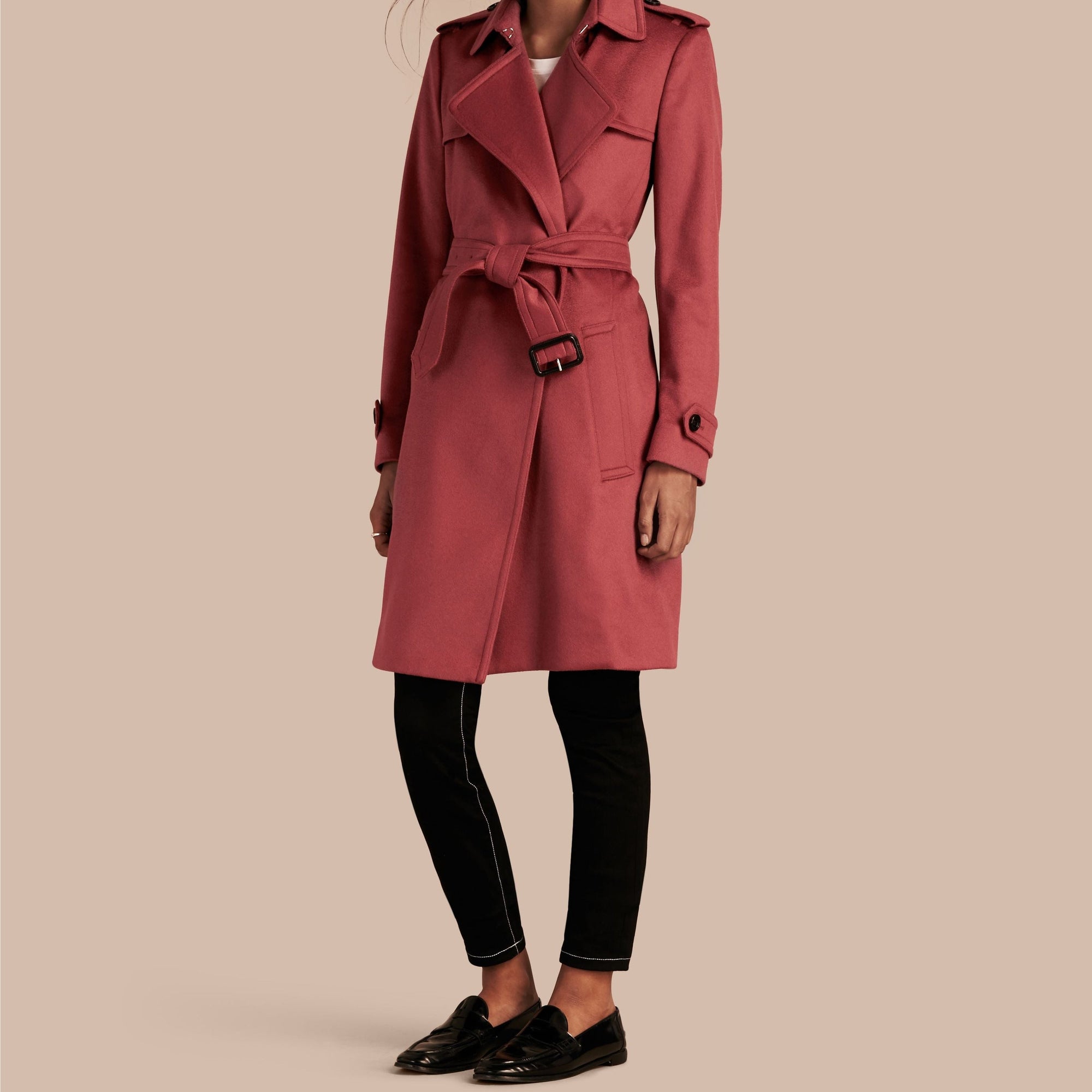 Trench-coat portefeuille en cachemire - Dusty Peony Rose