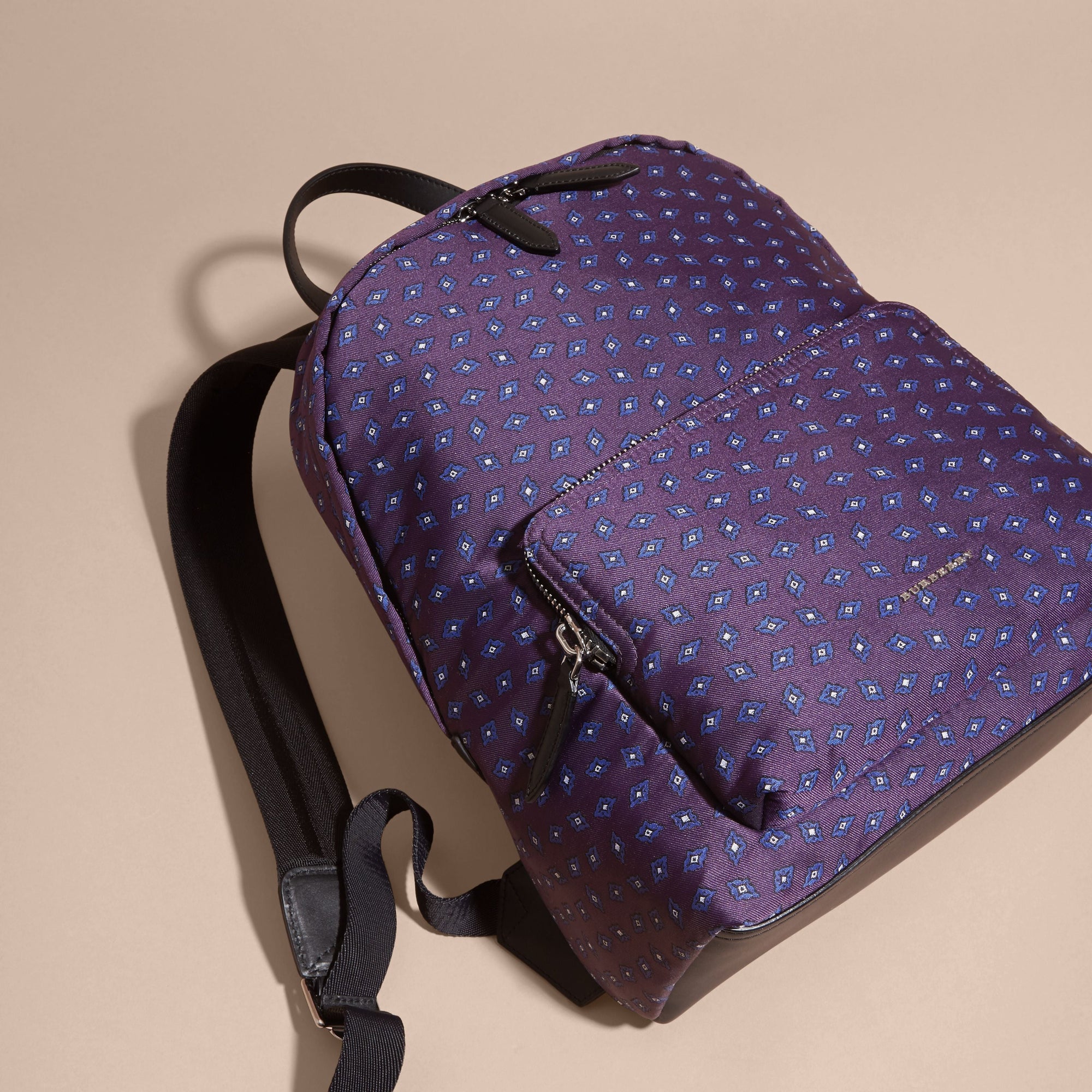 Sac à dos jacquard en soie - Deep Aubergine