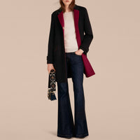 Manteau militaire à boutonnage simple en cachemire - Black