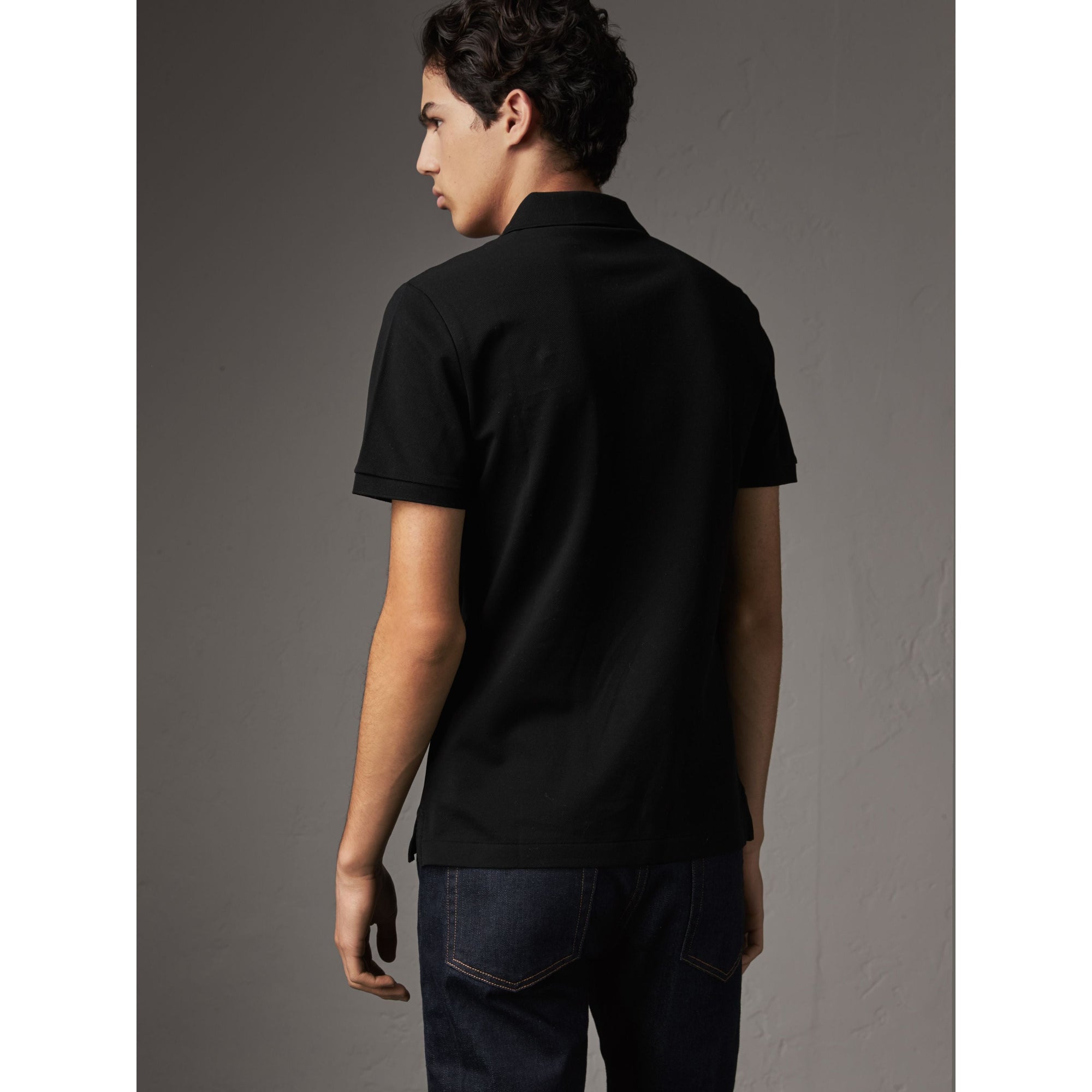Polo en piqué de coton - Black