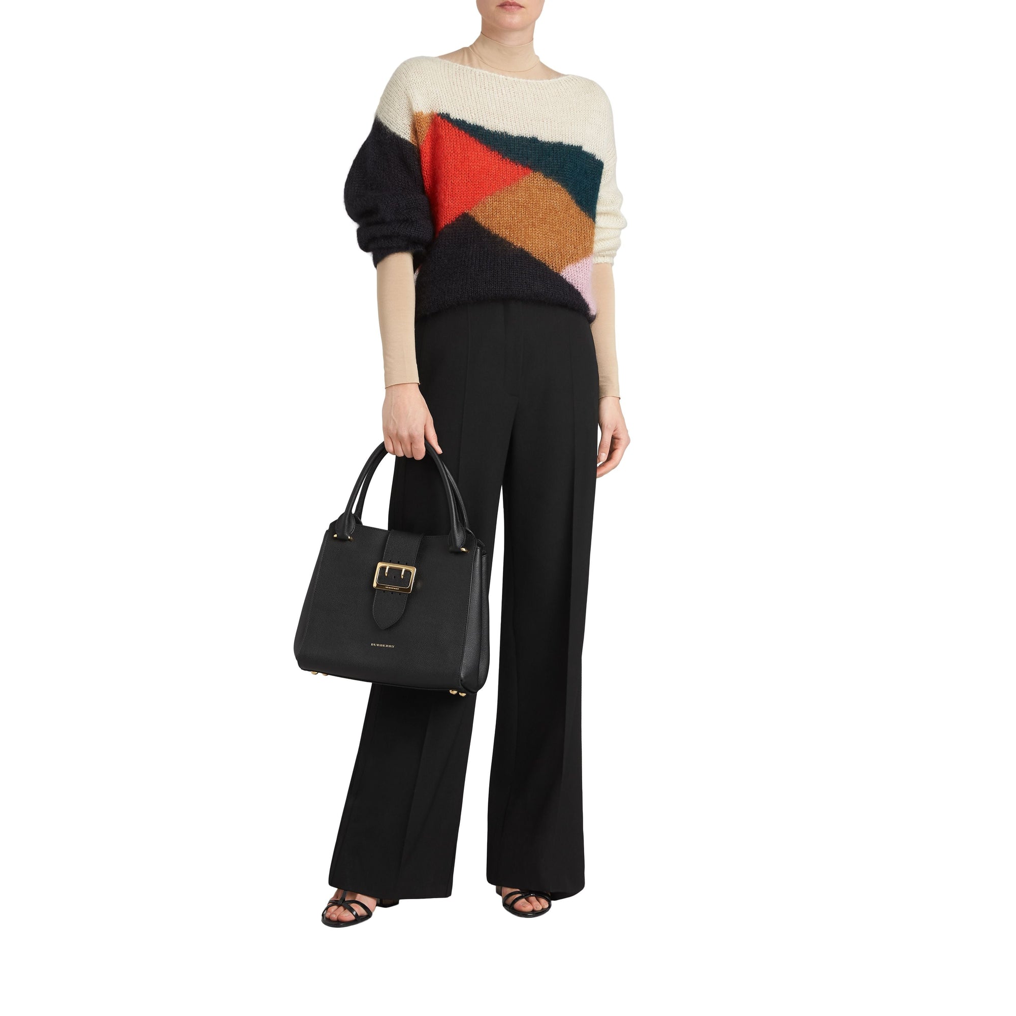 Sac cabas the buckle moyen en cuir grainé - Black