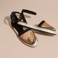 Sandales espadrilles en coton - House Check & Gold