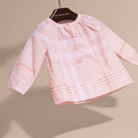 T-shirt à motif Check et plis - Ice Pink