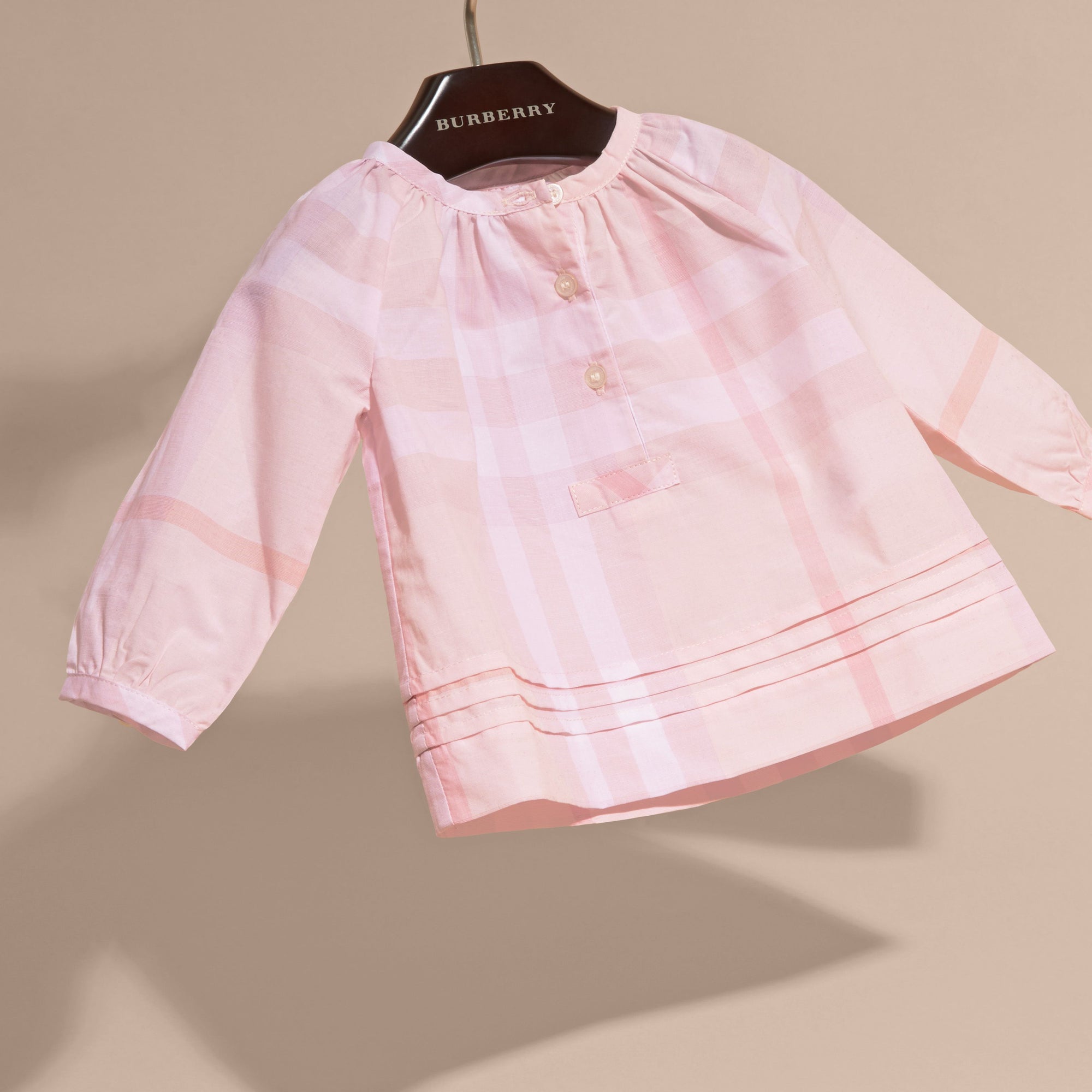 T-shirt à motif Check et plis - Ice Pink