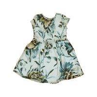Robe en soie à imprimé pivoine - Celadon Blue