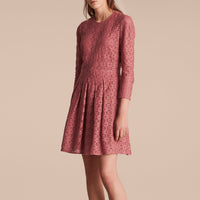 Robe ajustée et évasée en dentelle - Dusty Peony Rose