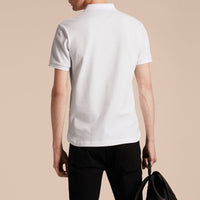 Polo à motif check - White