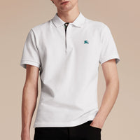 Polo à motif check - White
