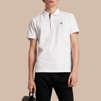 Polo à motif check - White