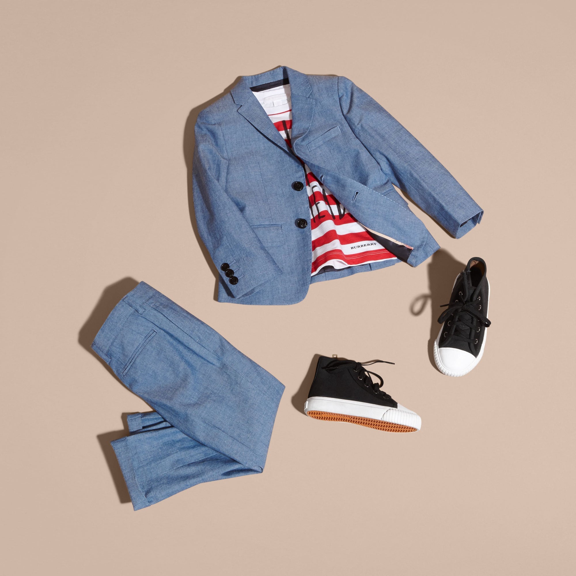 Pantalon ajusté en coton - Stone Blue