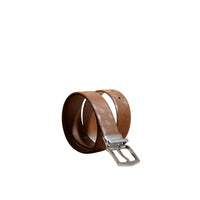 Ceinture réversible en cuir à motif check estampé - Tan