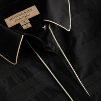 Chemise passepoilée en coton tissé jacquard - Black