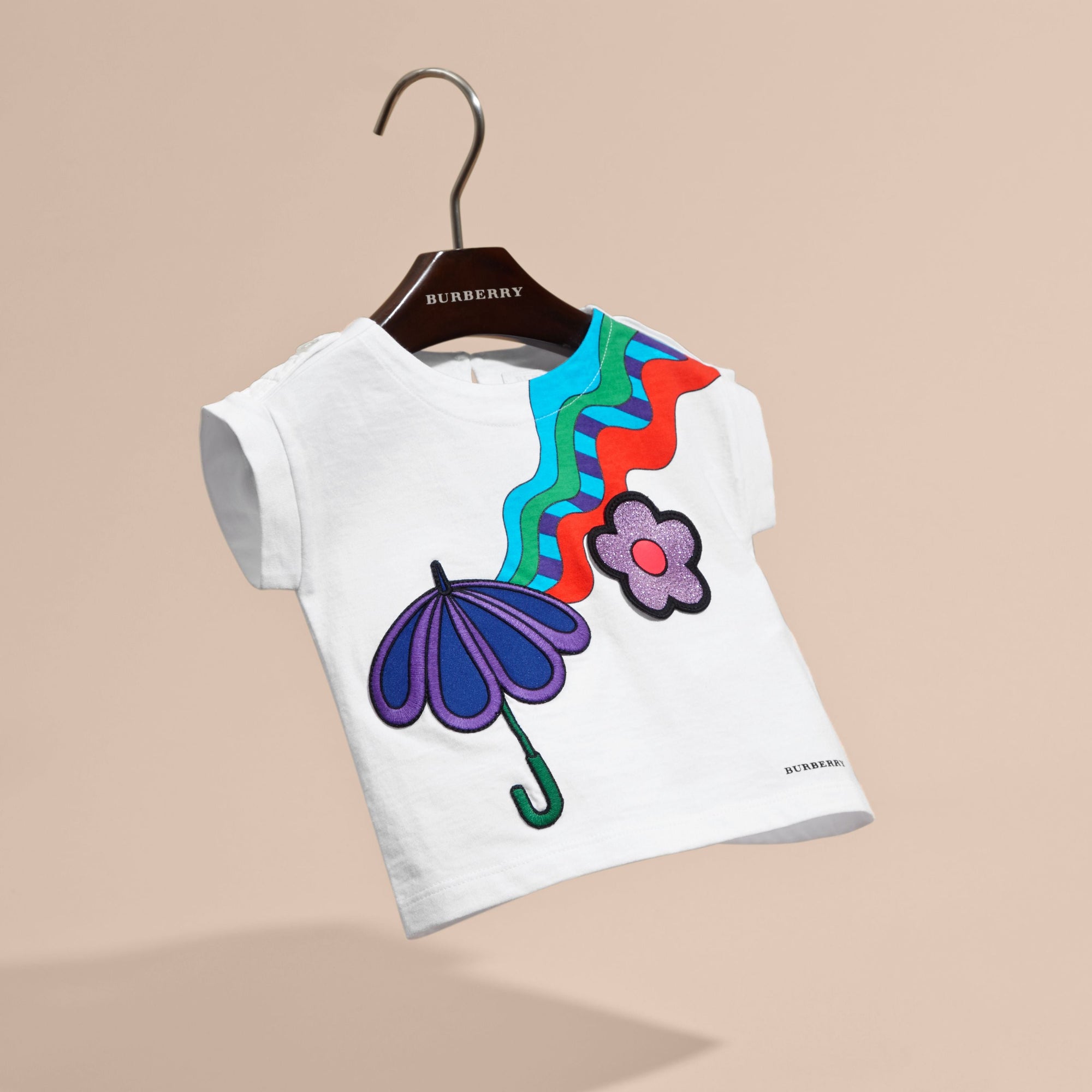 T-shirt en coton à imprimé graphique et appliqués - White