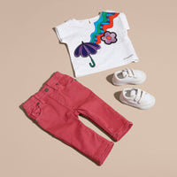 T-shirt en coton à imprimé graphique et appliqués - White