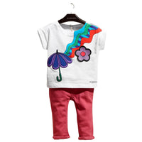 T-shirt en coton à imprimé graphique et appliqués - White