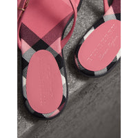 Sandales en tissu à motif House check et cuir verni - Berry Pink