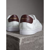 Sneakers en cuir à motif check perforé - Optic White & Depeclare