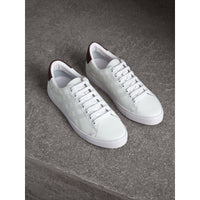 Sneakers en cuir à motif check perforé - Optic White & Depeclare