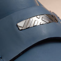 Mocassins en cuir à motif check gravé - Dark Mineral Blue