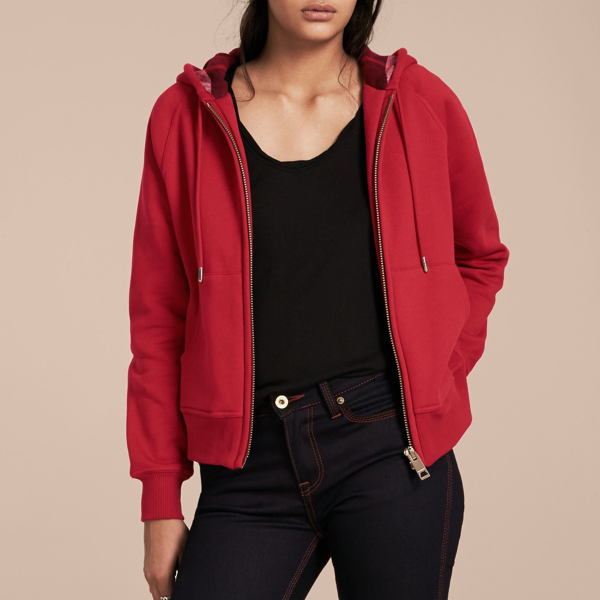 Sweat-shirt en coton mélangé à capuche - Parade Red