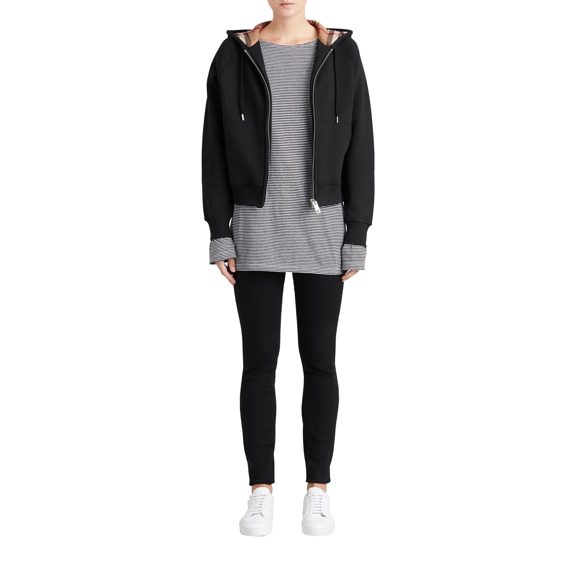 Sweat-shirt en coton mélangé à capuche - Black