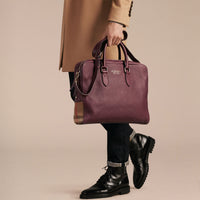 Attaché-case à motif House check en cuir - Wine