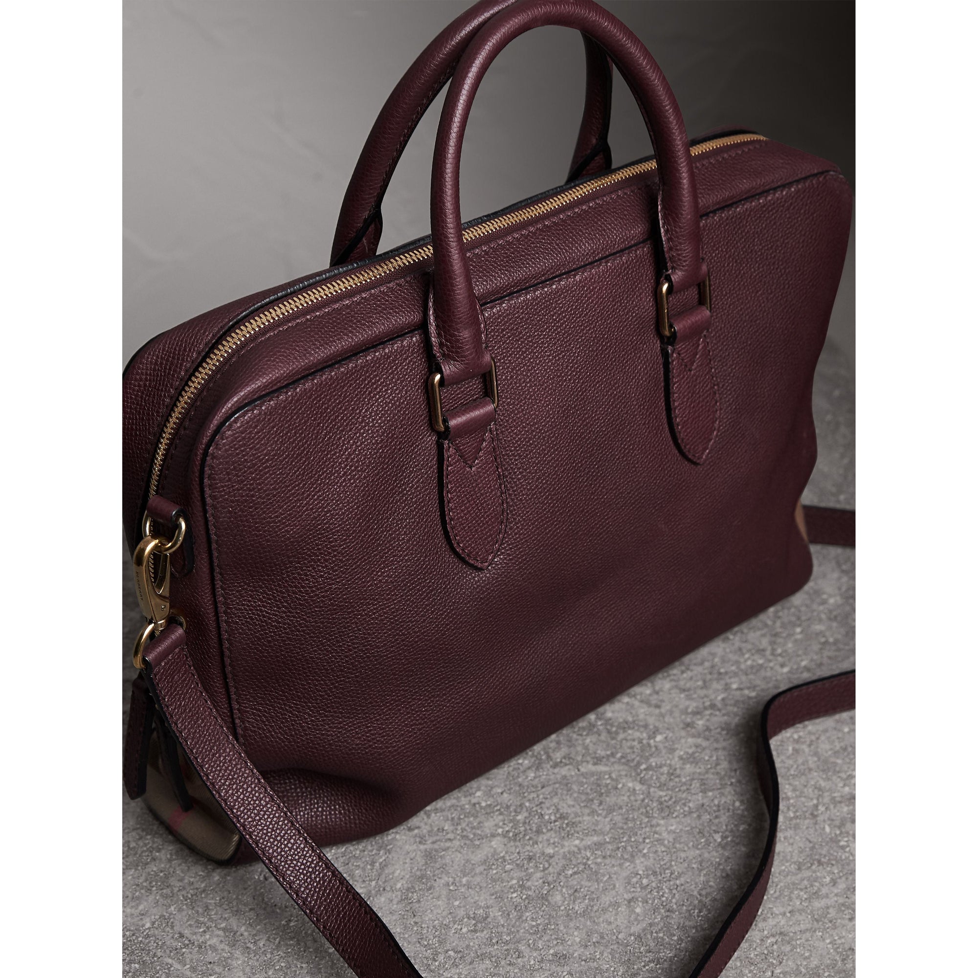 Attaché-case à motif House check en cuir - Wine