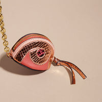 Porte-monnaie en cuir à imprimé python - Copper Pink