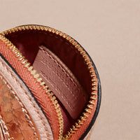 Porte-monnaie en cuir à imprimé python - Copper Pink