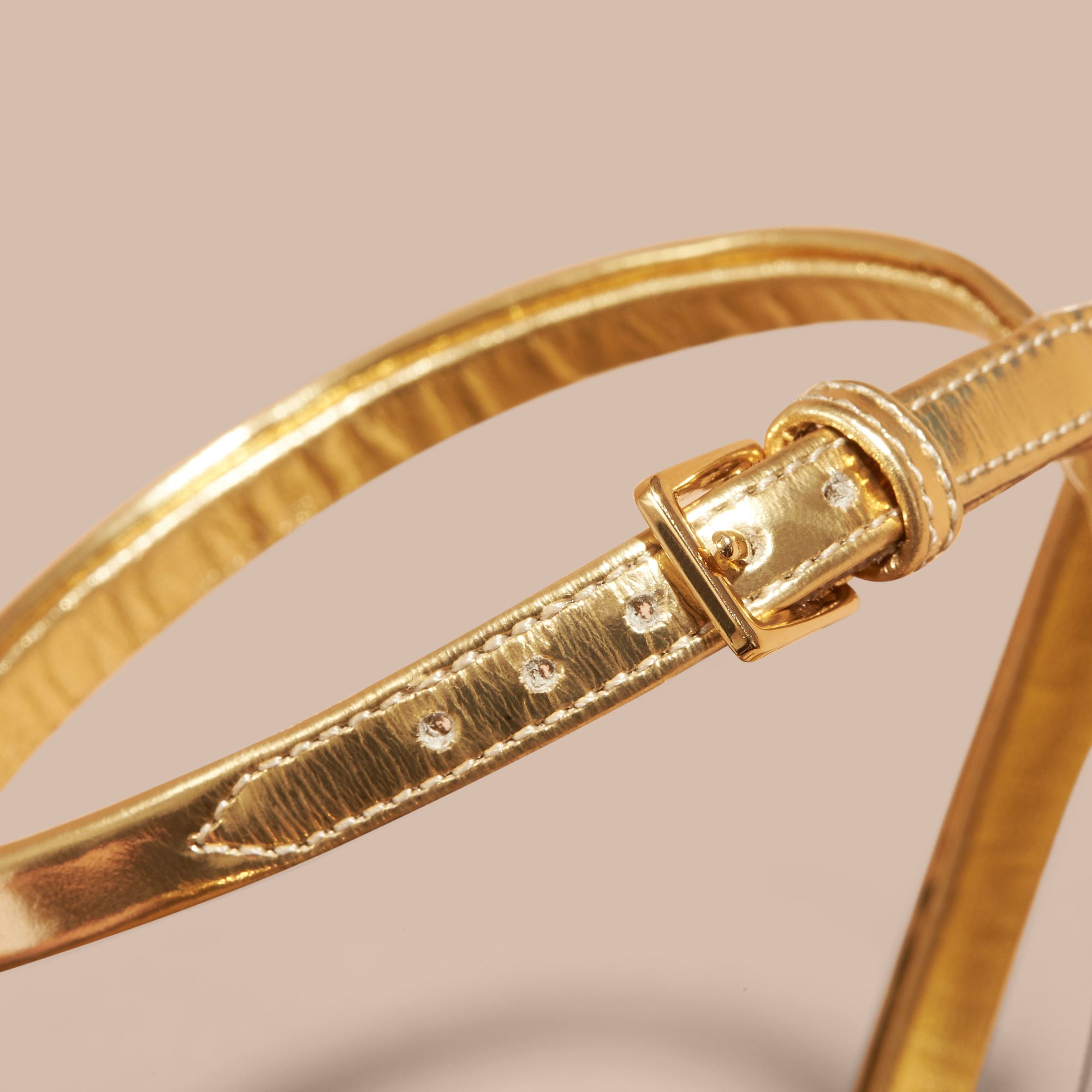 Sandales bicolores en cuir - Antique Gold