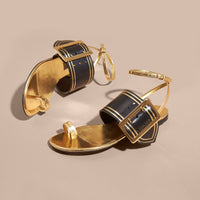 Sandales bicolores en cuir - Antique Gold