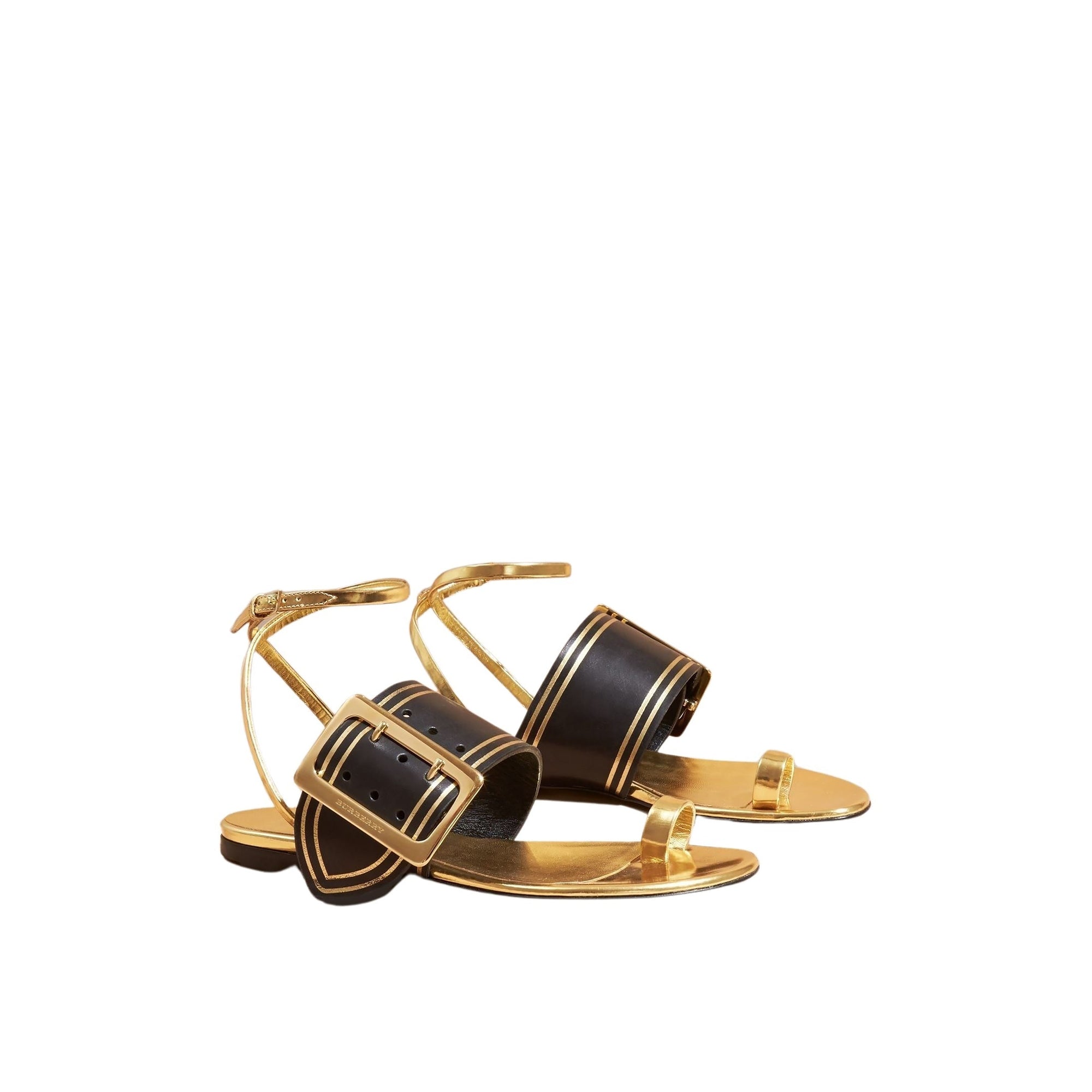 Sandales bicolores en cuir - Antique Gold