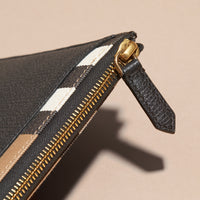 Pochette zippée en cuir grainé - Black