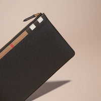 Pochette zippée en cuir grainé - Black