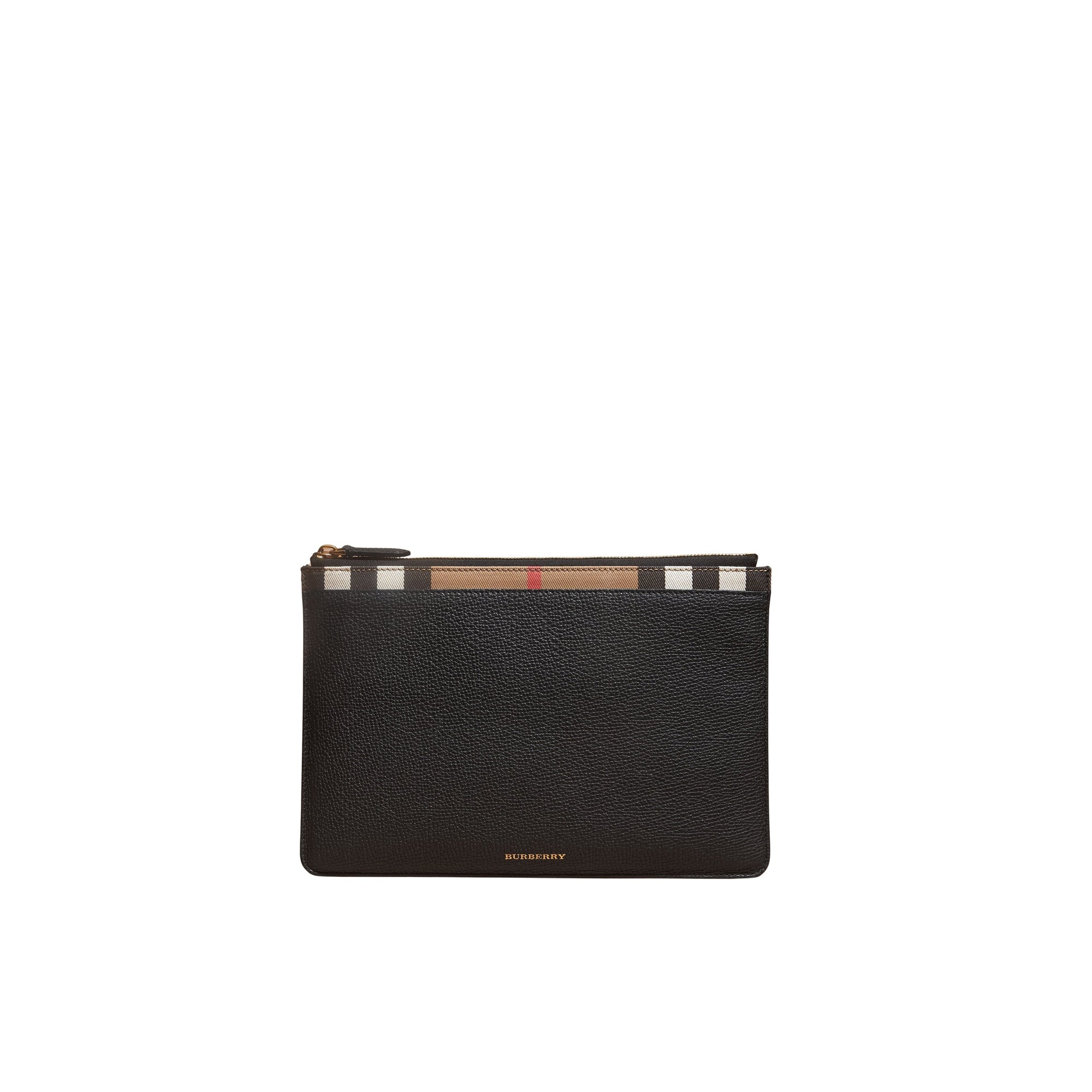 Pochette zippée en cuir grainé - Black
