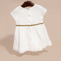 Robe en soie à fronces - White
