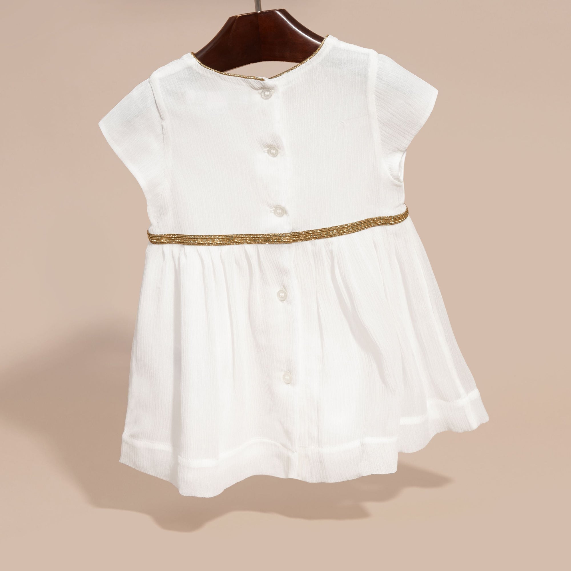 Robe en soie à fronces - White