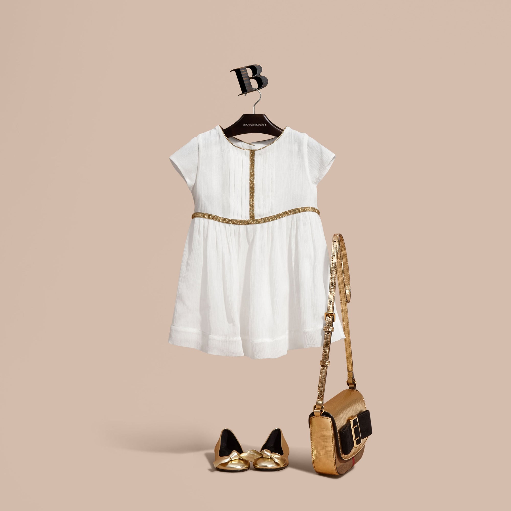 Robe en soie à fronces - White