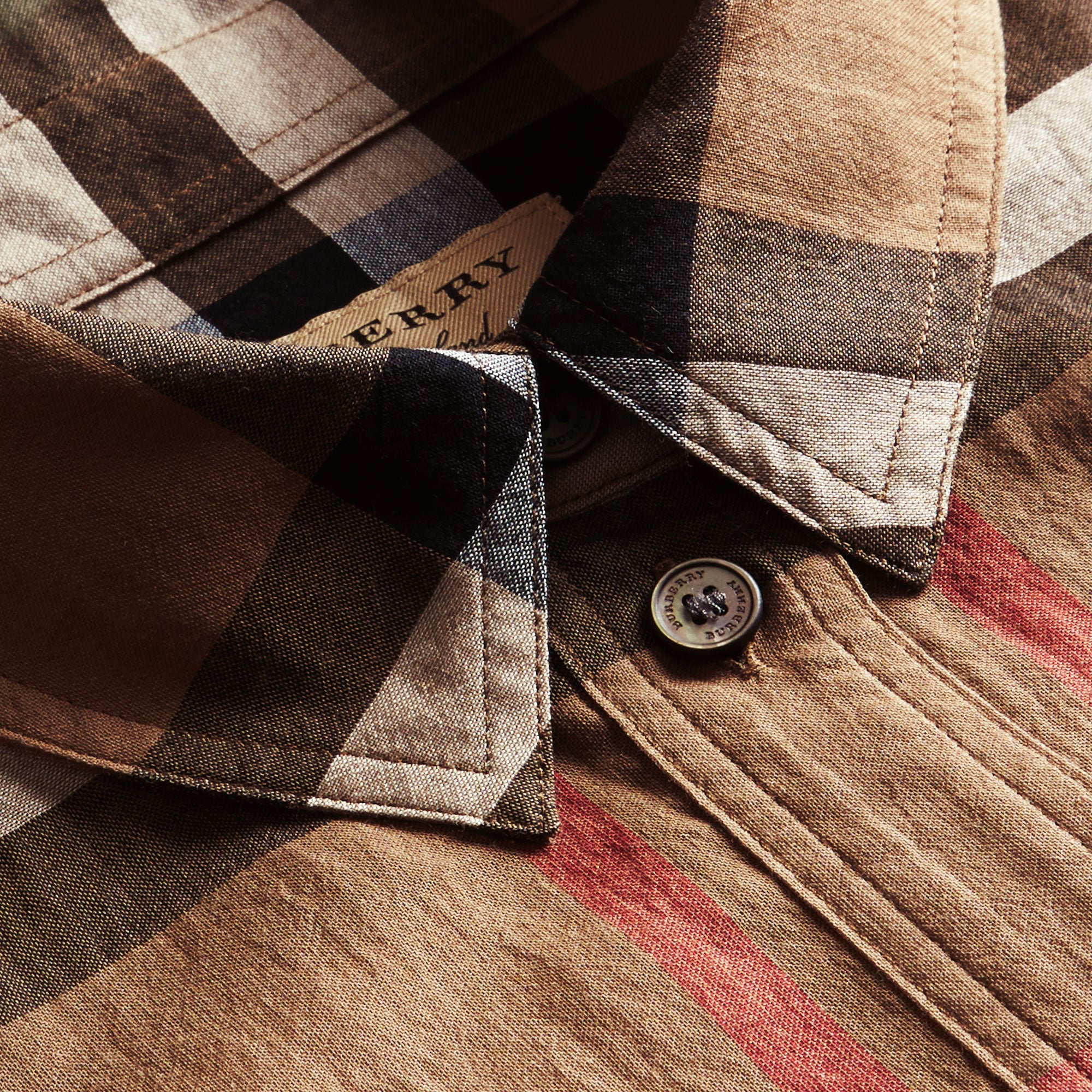 Chemise à motif check à volants - Taupe Brown