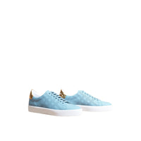 Sneakers en cuir à motif check perforé - Powder Blue