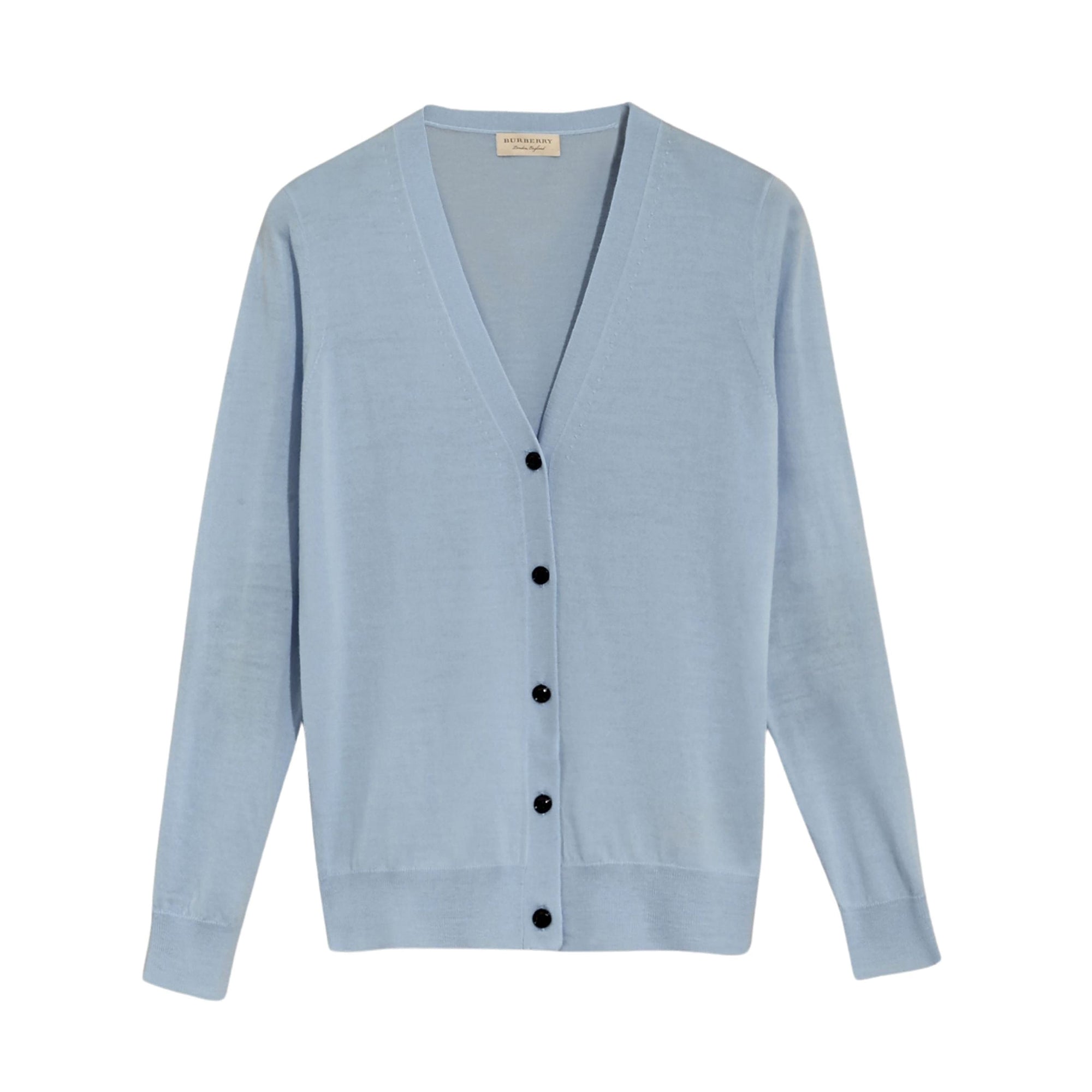 Cardigan en laine mérinos à éléments à motif Check - Pale Cornflower Blue