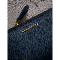 Portefeuille zippé en cuir grainé - Blue Carbon