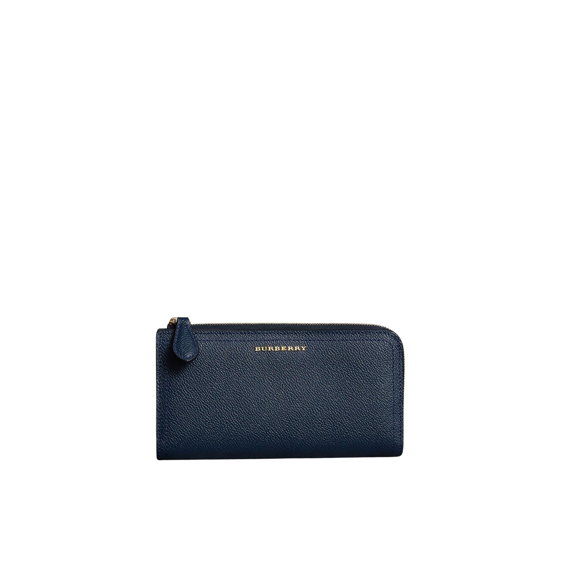 Portefeuille zippé en cuir grainé - Blue Carbon