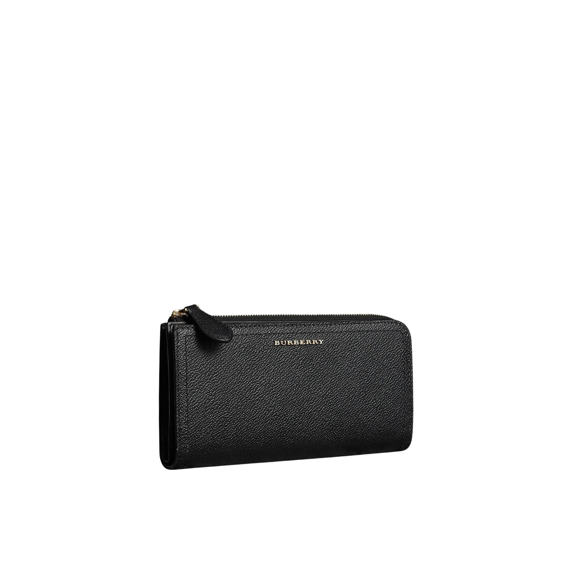 Portefeuille zippé en cuir grainé - Black