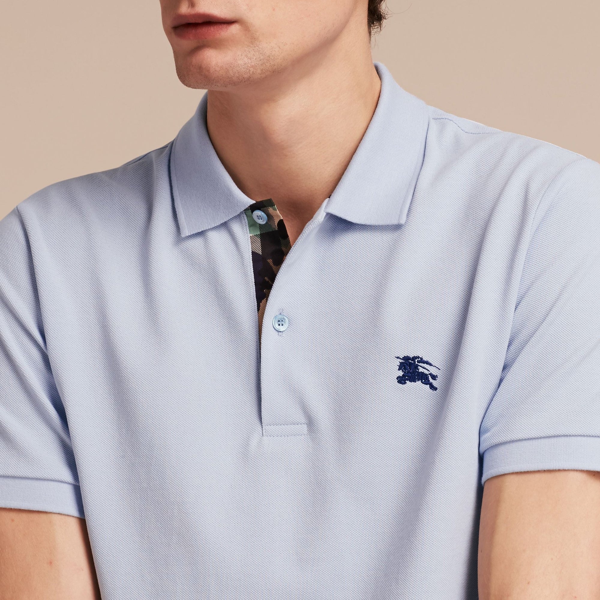 Polo à motif check - Bright Sky Blue