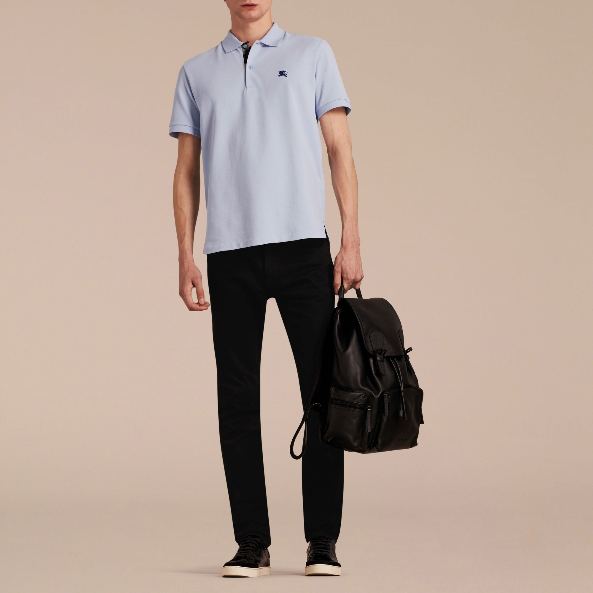 Polo à motif check - Bright Sky Blue
