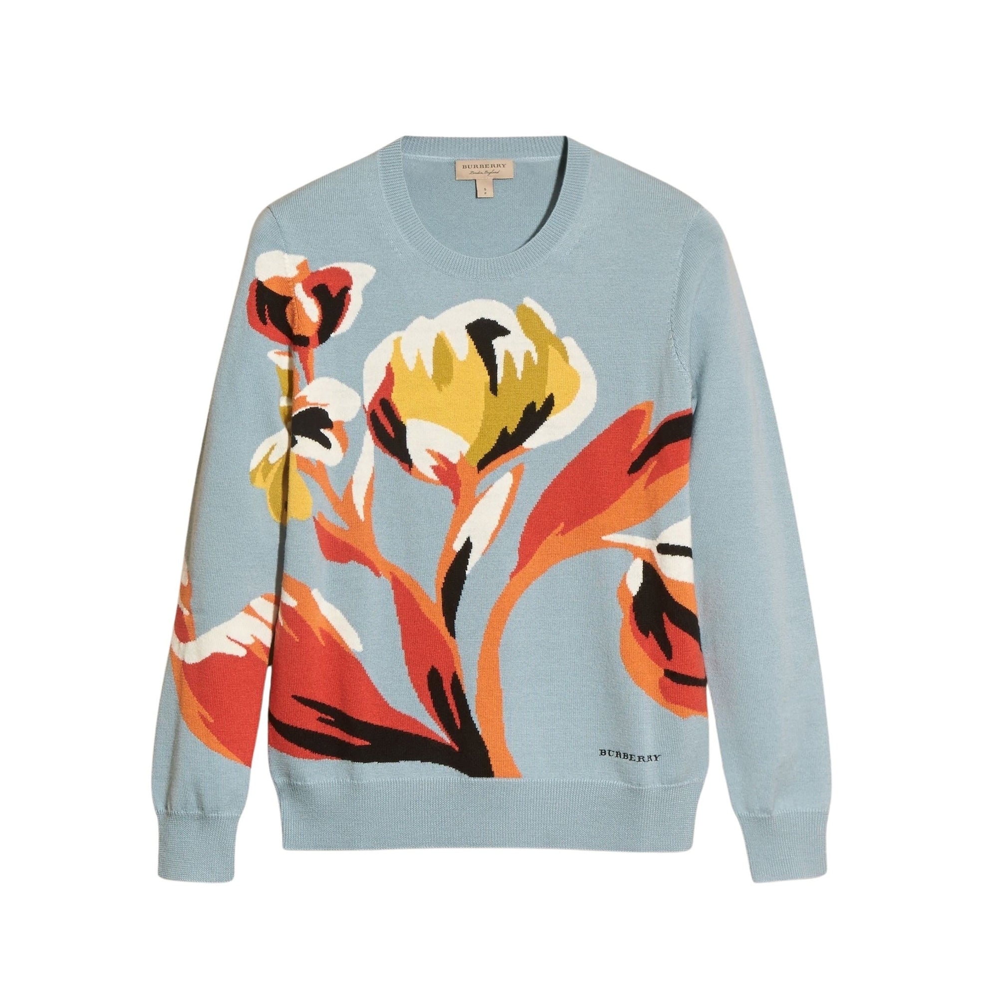 Pull en cachemire à motif fleurie - Vibrant Orange