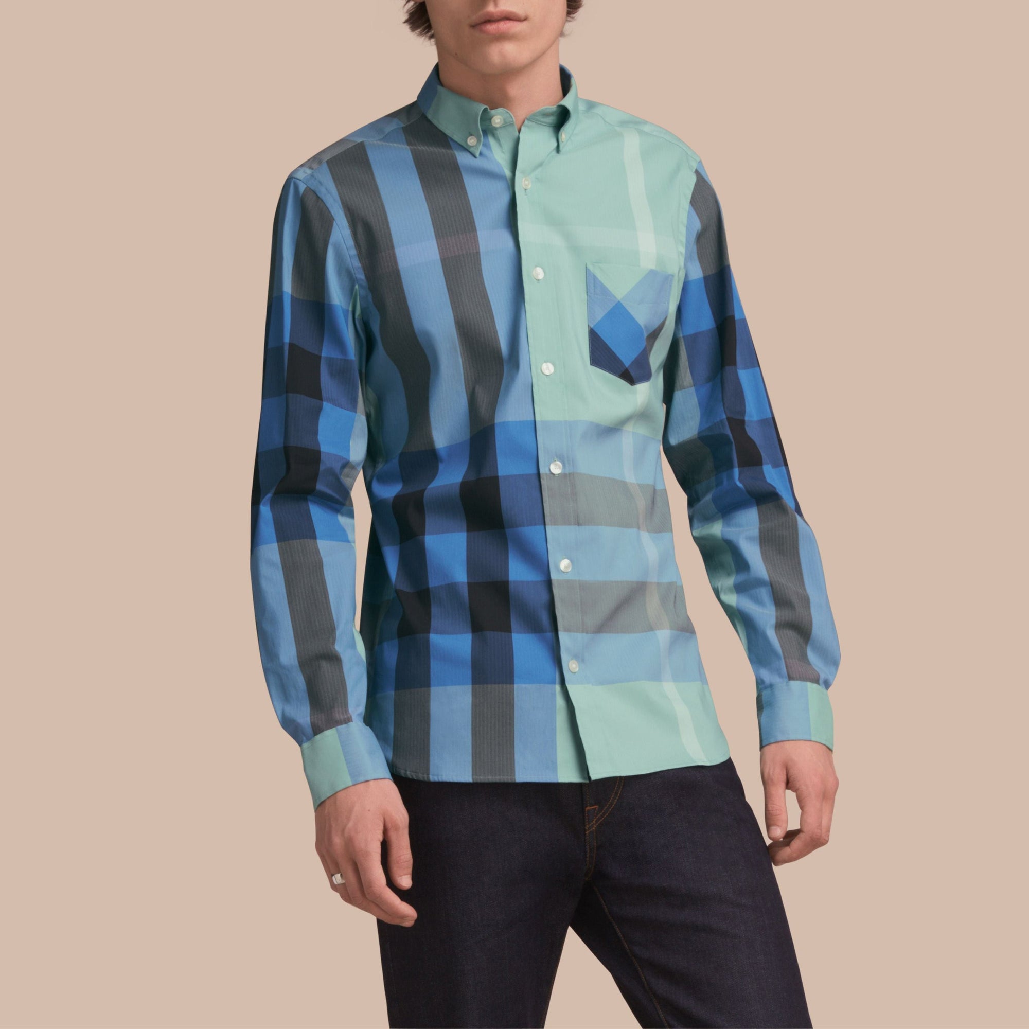 Chemise col boutonné extensible mélangé - Pale Opal