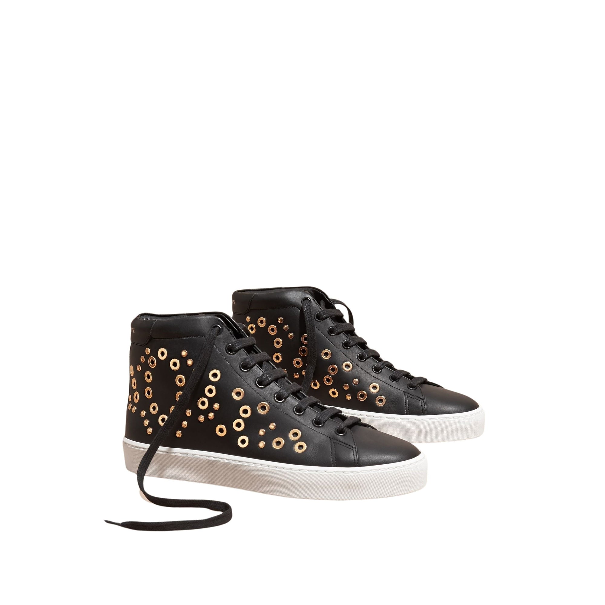 Sneakers montantes en cuir à détails cloutés - Black
